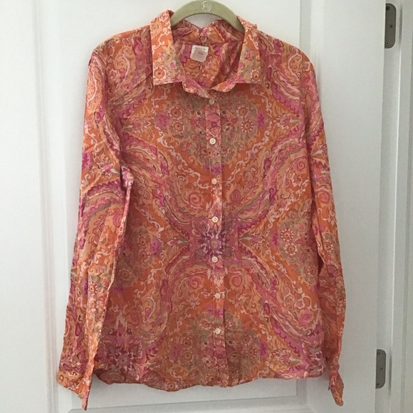 J. Crew Tops - J. Crew The Perfect Short Orange Paisley Print